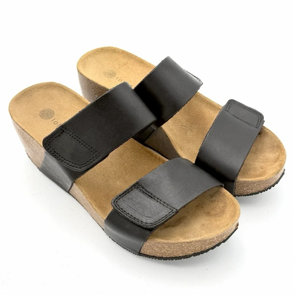 Lola Sabbia‎ for Eric Michael Women's Wedge Sandals Size 7 Black